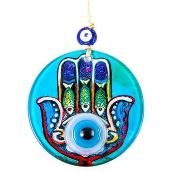 Szklana zawieszka na ścianę Hamsa 12 cm