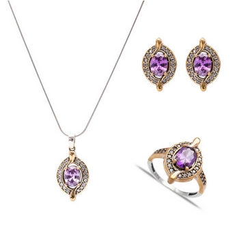 Delikatny srebrny komplet z ametystem