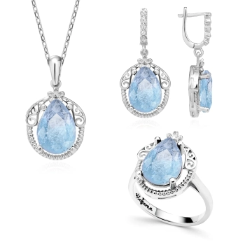 Komplet srebrny z turmalin paraiba Sułtanki Halime