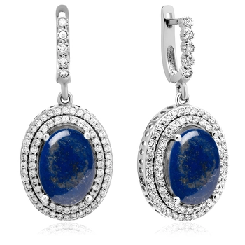 Srebrne kolczyki z lapis lazuli i cyrkoniami