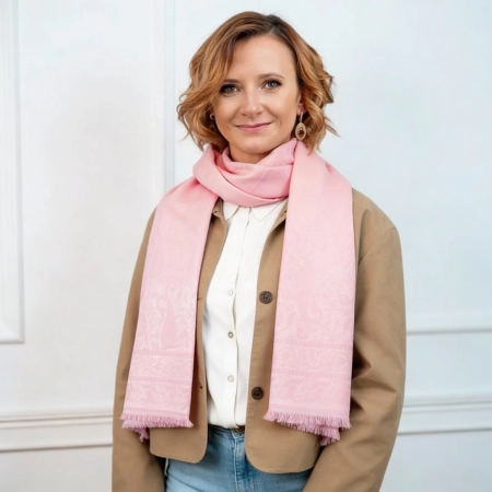 Jedwabny szal - Różowy Bosfor