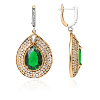 Srebrne kolczyki ze szmaragdem w stylu ottomańskim