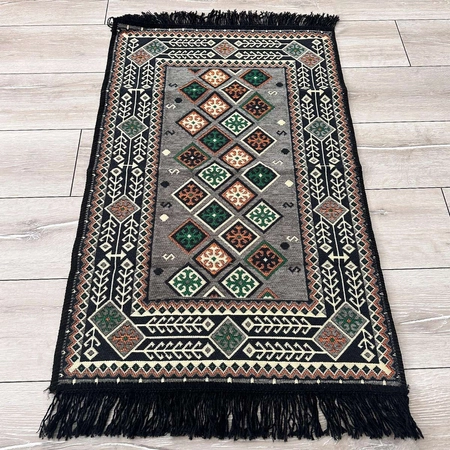 Dywan turecki kilim 90x60 cm - bawełniany, wzór geometryczny