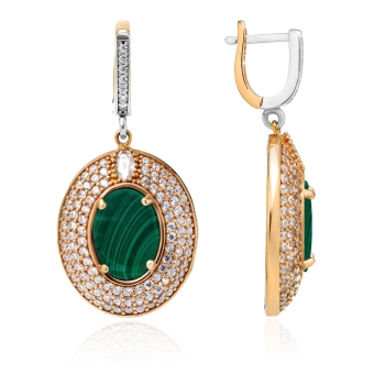 Kolczyki srebrne z malachitem w stylu ottomańskim