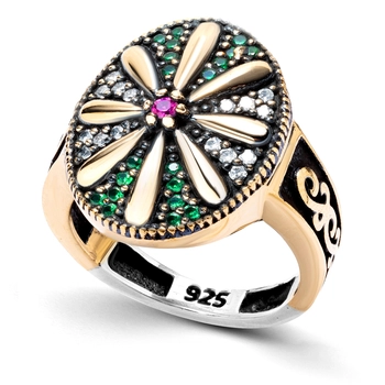 Srebrny pierścionek z motywem kwiatowym - Wieczór w Stambule