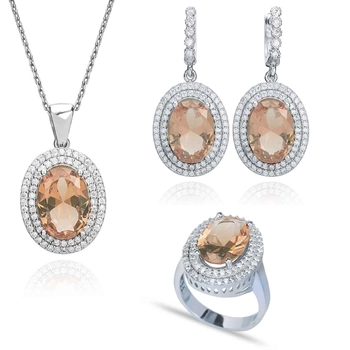 Srebrny komplet z morganitem