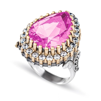 Pierścień Hurrem z różowym topazem