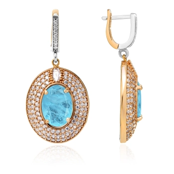 Kolczyki srebrne z niebieskim turmalinem PARAIBA w stylu ottomańskim