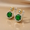 Srebrne kolczyki ze szmaragdem i cyrkoniami