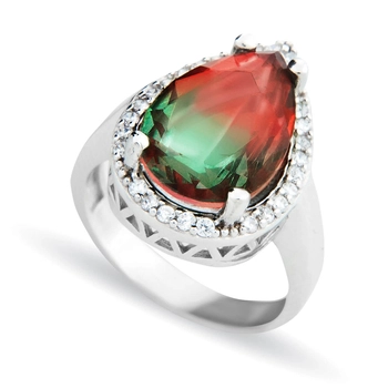Pierścień srebrny z turmalinem arbuzowym