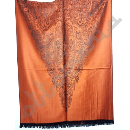 Rudy kaszmirowy szal z osmańskim wzorem