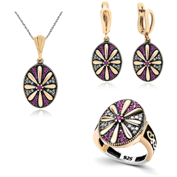 Srebrny komplet Fiołkowe mozaiki - Wieczór w Stambule