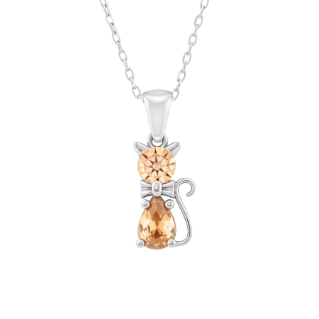 Naszyjnik kot ze złotymi topazami - srebro 925