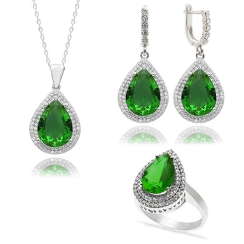 Komplet Sułtanki Hurrem ze szmaragdami - pełne srebro