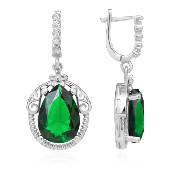 Kolczyki srebrne ze szmaragdem Sułtanki Halime