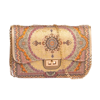 Torebka damska orientalna złota z łańcuchem