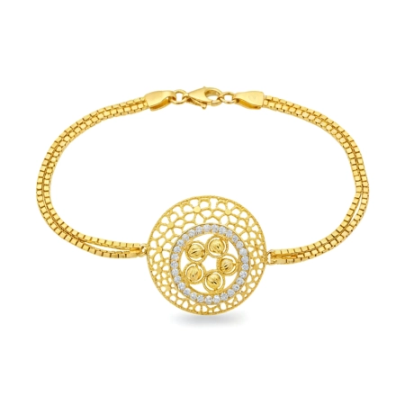 Bransoletka z pozłacanego srebra z ażurowym motywem i cyrkoniami - Złoto Haremu
