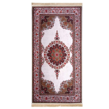 Dywan orientalny 60x120 cm jasny z czerwonym medalionem