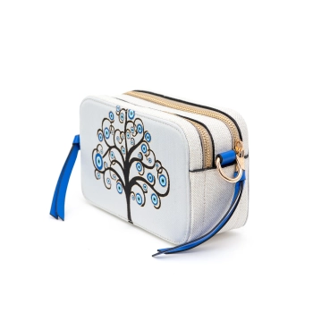 Torebka crossbody z motywem drzewka szczęścia i oka proroka - dwie przegrody