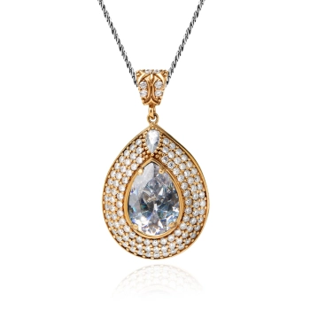 Srebrny naszyjnik z topazem w stylu ottomańskim