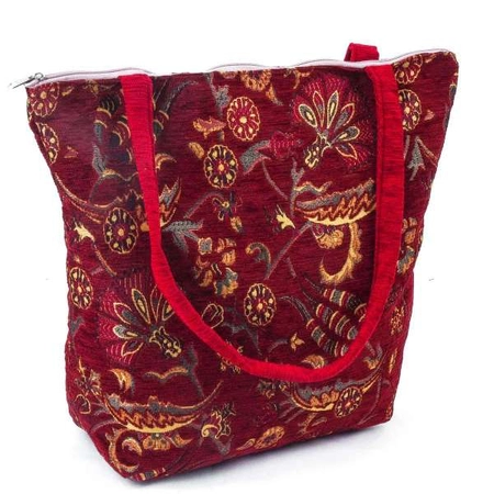 Duża bordowa torba z czerwonymi uszami - osmańskie wzornictwo