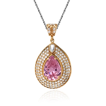 Srebrny naszyjnik z różowym topazem w stylu ottomańskim