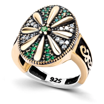 Srebrny pierścionek z motywem kwiatowym - Wieczór w Stambule