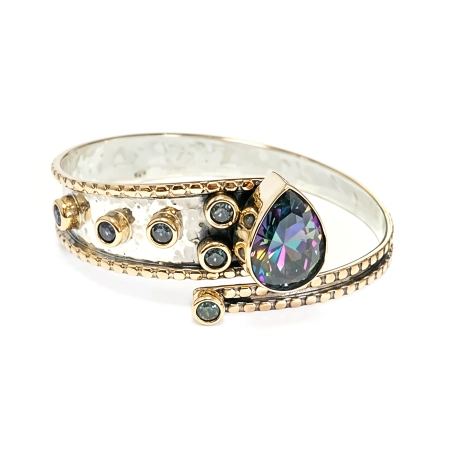 Bransoletka srebrna z mistycznym topazem w kształcie gruszki - Wyprawa przez orient