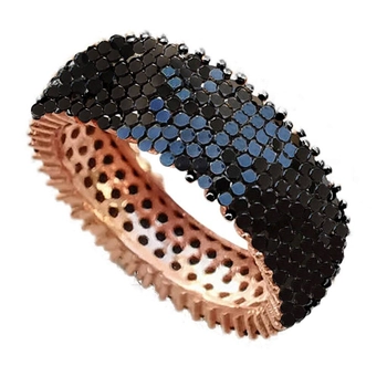 Srebrna pozłacana obrączka z onyksem