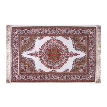 Dywanik orientalny 45 x 30 cm ze złotym medalionem i czerwonymi kwiatami