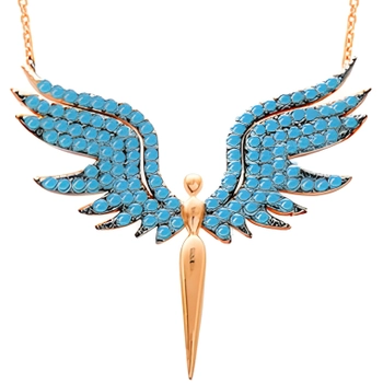 Srebrny pozłacany naszyjnik turkusowy anioł