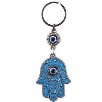 Metalowy brelok do kluczy - Ręka Fatimy, oko proroka