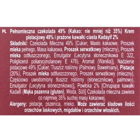 Praliny Muah - Luksusowa dubajska czekolada z pistacjami i kadayif 87 g