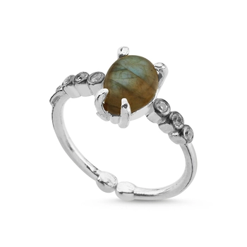 Uniwersalny pierścionek srebrny z labradorytem