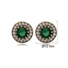 Okrągłe srebrne kolczyki ze szmaragdem i cyrkoniami