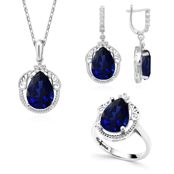 Komplet srebrny z szafirem Sułtanki Halime