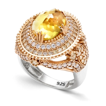 Pierścionek srebrny Sułtanki Mihrimah z cytrynem