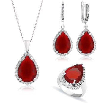 Delikatny komplet Sułtanki Hurrrem z rubinem - srebro 925