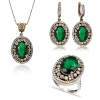 Osmański szmaragd Sułtanki Kosem - komplet srebrny