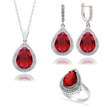 Komplet Sułtanki Hurrem z granatem - pełne srebro