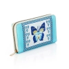 Portfel na zamek, dwukomorowy, błękitny, z orientalnym wzorem, damski