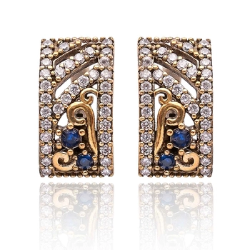 Subtelne kolczyki z szafirami i cyrkoniami