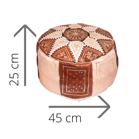 Okrągła skórzana pufa marokańska