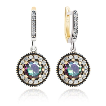 Orientalne kolczyki z tęczowym topazem