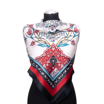 Apaszka orientalna z jedwabiu 90x90 cm - Karmazynowy Wschód