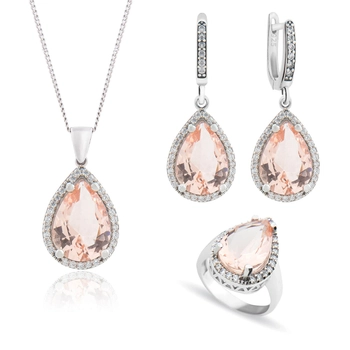 Komplet ze srebra z morganitem