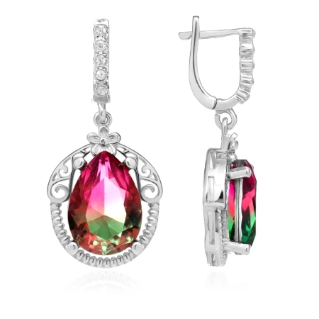 Kolczyki srebrne z turmalinem arbuzowym Sułtanki Halime