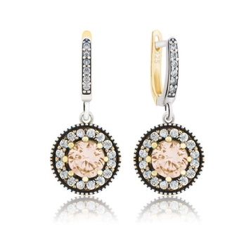 Okrągłe srebrne kolczyki z morganitem