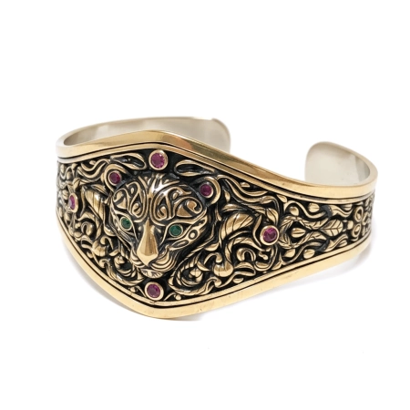 Bransoletka pantery ze srebra 925 i brązu