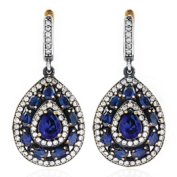 Srebrne orientalne kolczyki z szafirem